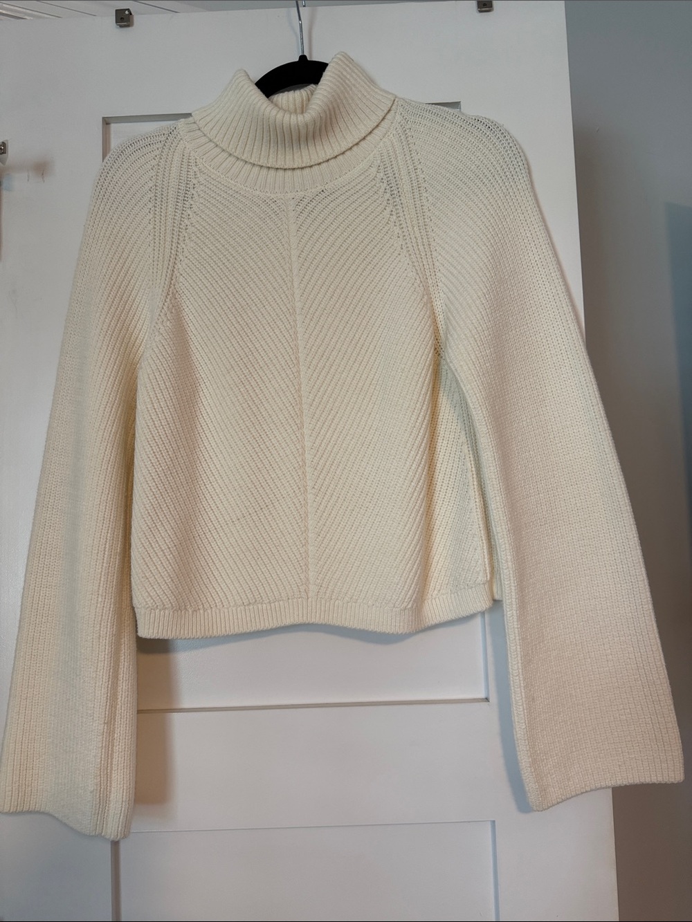 Maeve Cream Cable-Tuck Turtleneck Sweater